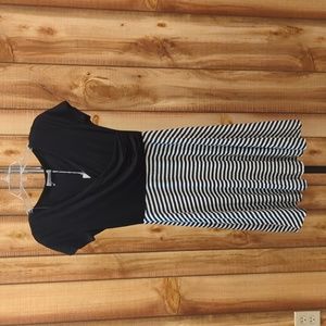 Modcloth Gary Black White Twofer Surplice Gilli Dress